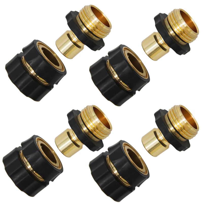Lifynste 3/4 Inch Garden Hose Quick Connector Fittings, Easy Connector Fitting, Male and Female Set, (4) - Image 1